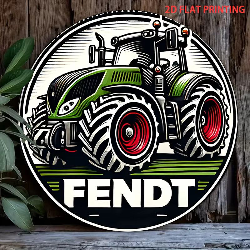 Potdemiel Fendt Traktor Vintage Metallblechschild, rundes Eisen-Wandkunst-Schild, Durchmesser: 20,32 cm - Bild 5