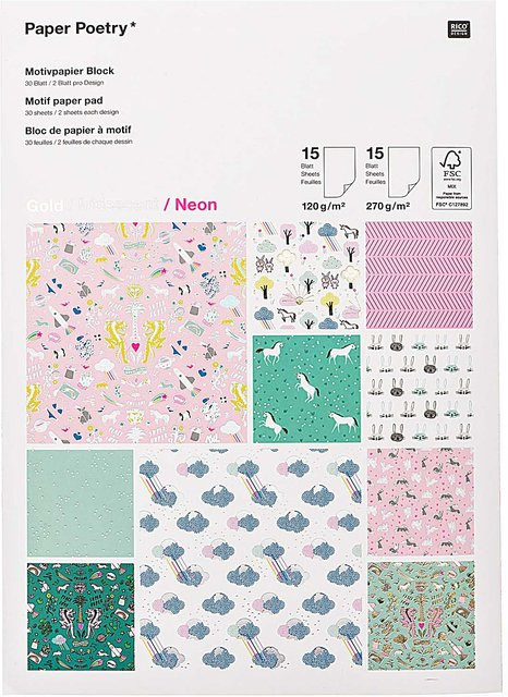 Rico Design Paper Poetry Motivpapier Block Wonderland, Mehrfarbig, 30 Blatt - Bild 1