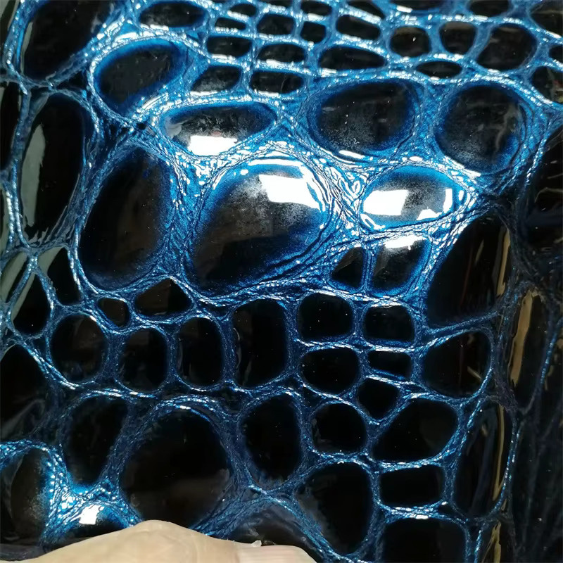 Marineblaues Rindsleder mit Kieselsteinmuster aus vollnarbigem Echtleder, 1,3 mm dick - Bild 4