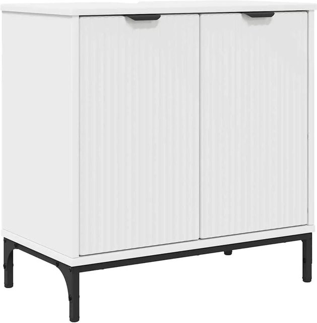 vidaXL Badezimmer Waschbecken Schrank in Weiß mit Tür, modern und matt, B/T/H: 60,5 x 33,5 x 61 cm - Bild 1