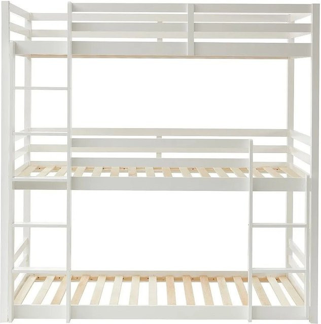 Vente-unique Etagenbett Vagar aus Kiefernholz in Weiß, Höhe: 208 cm, Breite: 90 cm, Tiefe: 200 cm - Bild 1