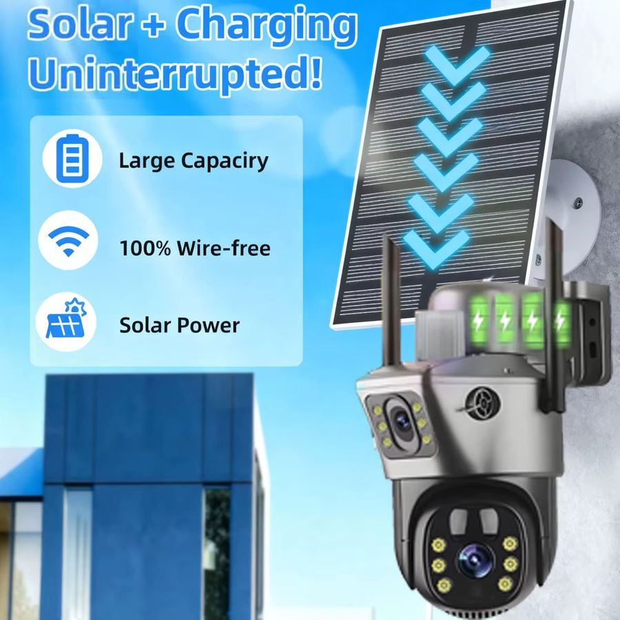 EseeCloud 4K 8MP Solar-Überwachungskamera mit Doppellinse für den Außenbereich, batteriebetrieben via 4G oder WiFi - Bild 4
