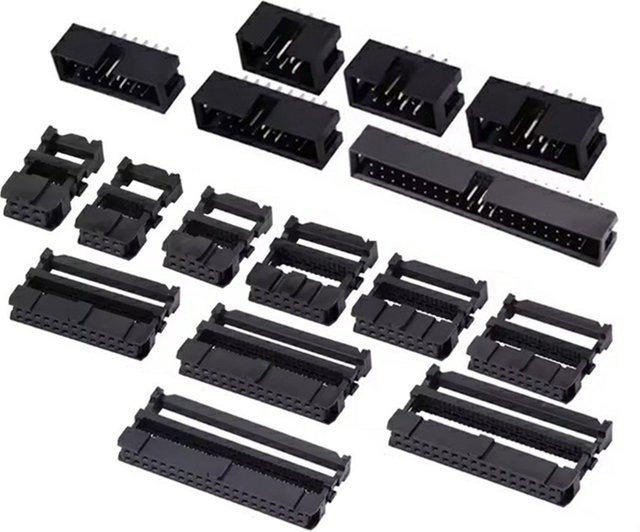 ALLiSHOP IDC Buchsen und Header Stecker Set, 2,54mm Pitch, Schwarz, 10 Stück - Bild 1