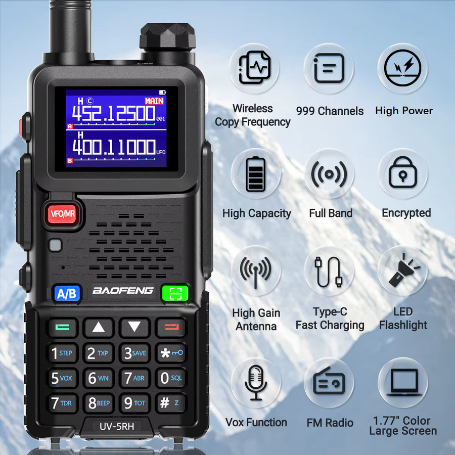 Baofeng UV 5RH Walkie Talkie mit Air Band und Typ-C Anschluss in Schwarz - Bild 3