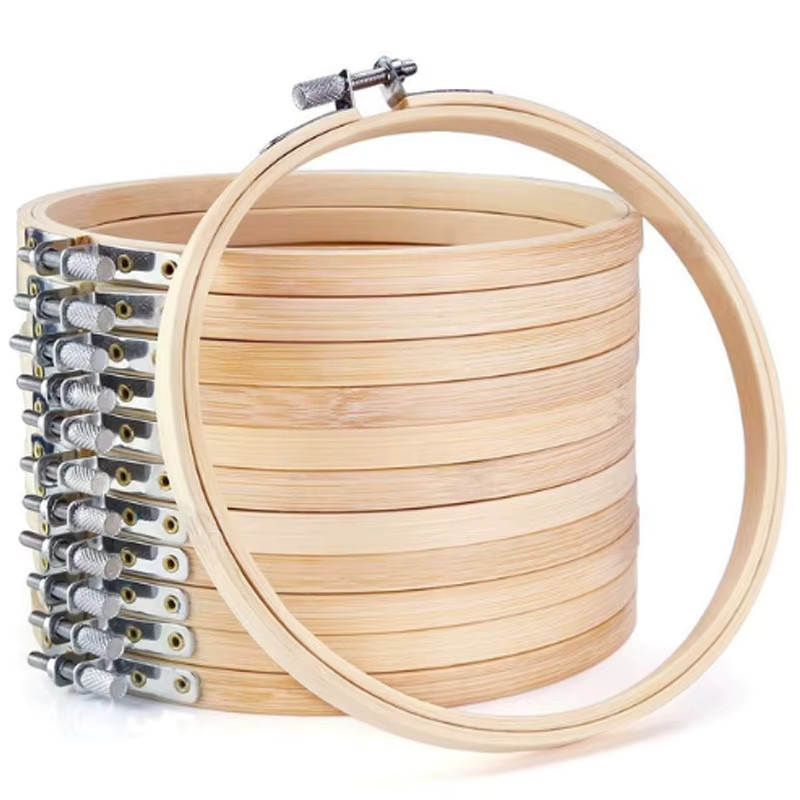 10er Set Stickrahmen aus Bambus in Beige mit Durchmesser 10 bis 30 cm für DIY Stickerei und Kreuzstich - Bild 2