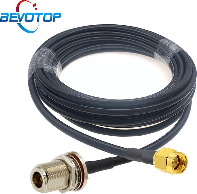 BEVOTOP RF-Verlängerungsbrücke LMR200 Schott-Koaxkabel mit SMA-Stecker auf N-Buchse in Schwarz für 4G LTE Wireless Router und Mobilfunkradio - Bild 1