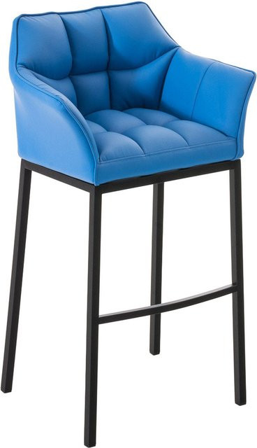 TPFLiving Barhocker Damaskus mit 4-Fuß Gestell in Blau und Schwarz aus Kunstleder - Bild 1