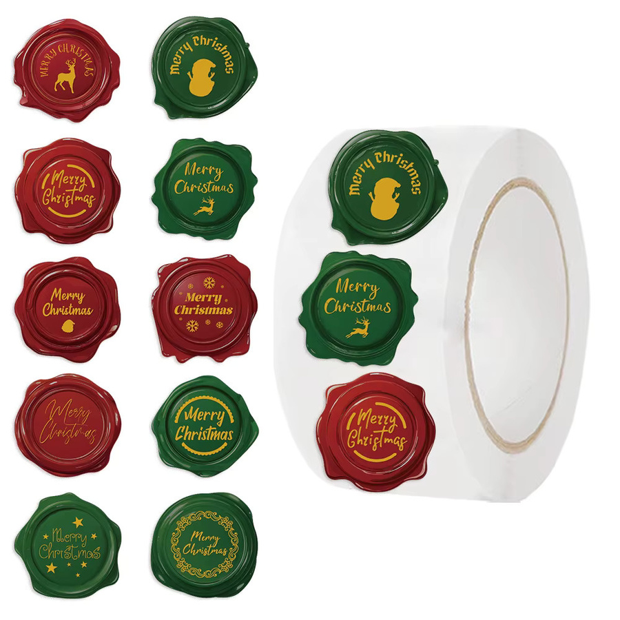 500 Stück Frohe Weihnachten Aufkleber von TYFYO, runde Weihnachtsanhänger in Multicolour, Durchmesser: 2,5 cm - Bild 5