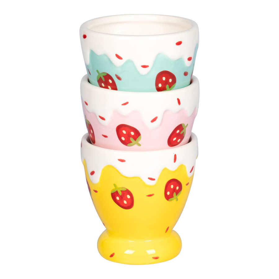 Genialo Eisbecher Erdbeere Dessertschalen aus Keramik, 3 Stück, Multicolour - Bild 2