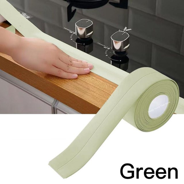 Selbstklebender Dichtungsstreifen von Yiran Furniture für Dusche und Bad, wasserdicht, Farbe: Grün, Breite: 3,8 cm, Länge: 3,2 m - Bild 1