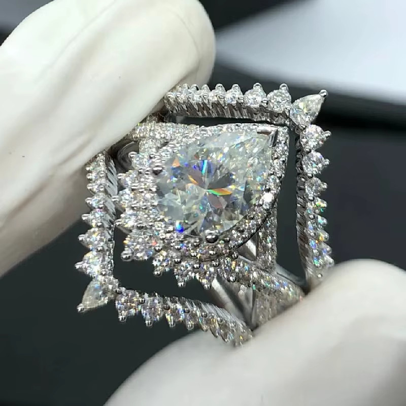 Huitan Ringe Set, Zirkonia, Kristall, Silber, Damen - Bild 3