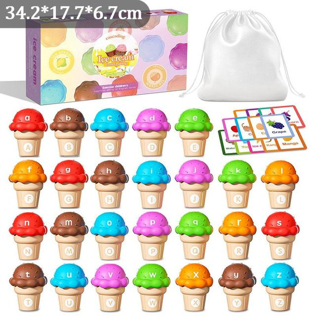 Binchi Fitness Montessori Zahlen Zuordnen Eiscreme Stapelspiel, ab 3 Jahre - Bild 1