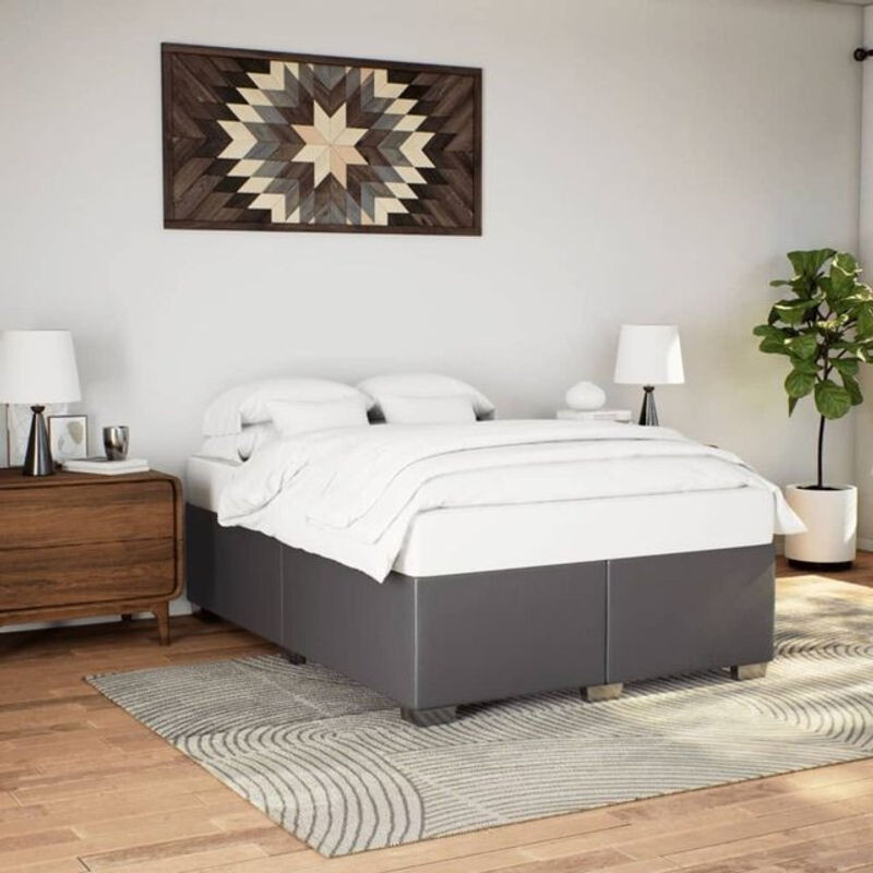 Polsterbett vidaxl in Grau aus Kunstleder und Kiefer, B/T: 140 x 190 cm - Bild 1