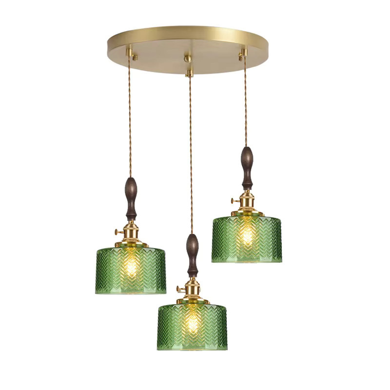 Ramalho Pendelleuchte im skandinavischen Design aus grünem Glas und Messing - Bild 1