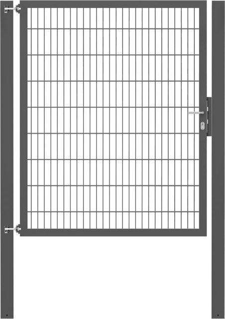 Einzeltor Flexo Plus in Anthrazit mit Pfosten aus Stahl, Breite: 150 cm, Höhe: 180 cm, Pfosten: 100 x 100 cm - Bild 1