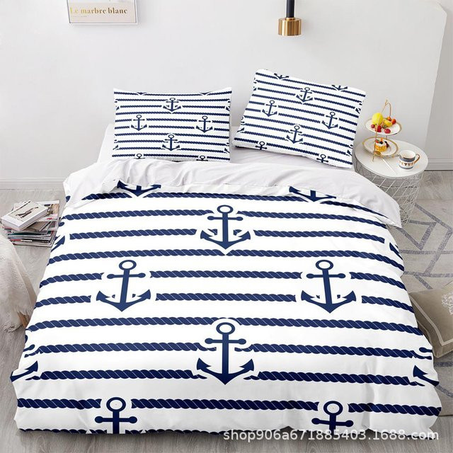 Lodestar Bettwäsche-Set mit Kissenbezug, nautisches Ozean-Design, Blau, B/H: 140 x 210 cm - Bild 1