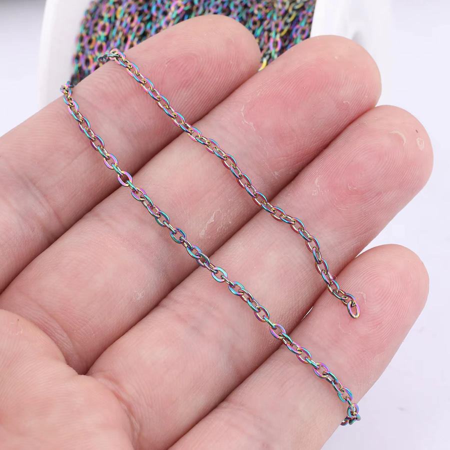 onwear Gliederkette Edelstahl, Regenbogen, 2x2,5mm, 10m - Bild 3