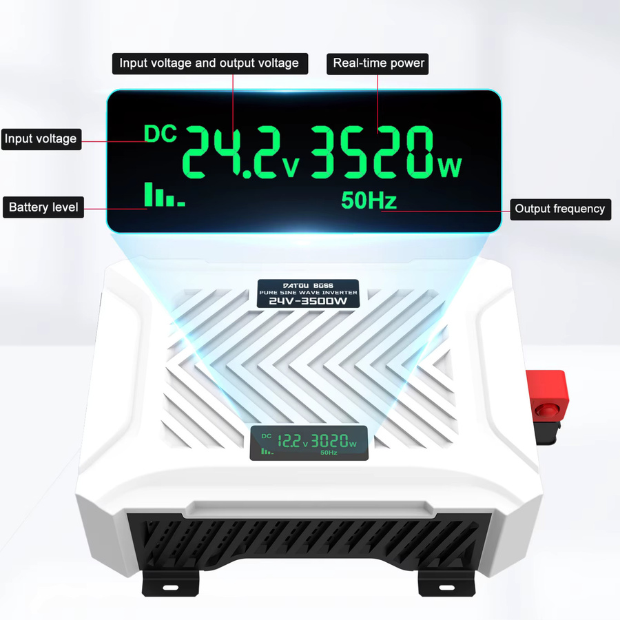 DATOUBOSS Sinus-Wechselrichter 24 V DC auf 230 V AC 3500 W mit Display in Weiß - Bild 5
