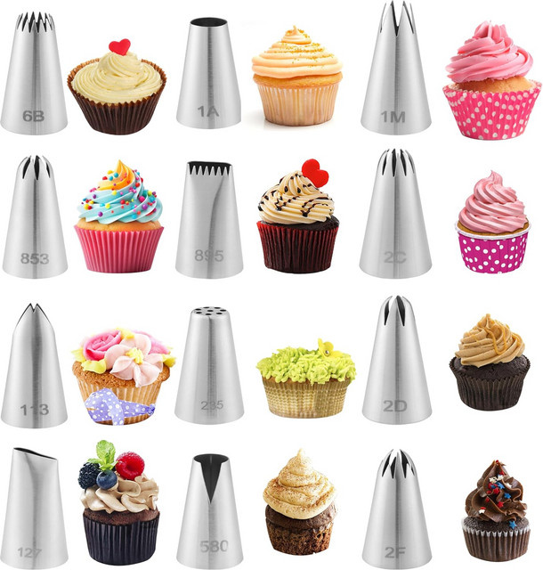 12-teiliges Rohrdüsen-Set aus Edelstahl in Silber von XMSJ zum Dekorieren von Cupcakes und Kuchen - Bild 1