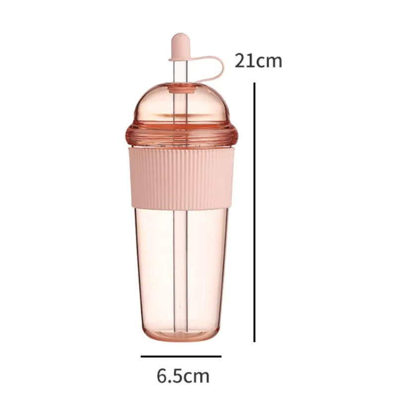 XMSJ Trinkbecher mit Deckel und Strohhalm in Weiß, tragbarer Tumbler mit 630 ml Fassungsvermögen im Ins-Stil für Kaffee, Milchtee oder Saft - Bild 2