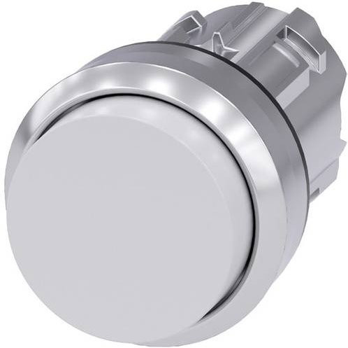 Siemens Drucktaster 3SU1050-0BB60-0AA0 mit rundem Frontring aus Metall in Silber und Weiß - Bild 1