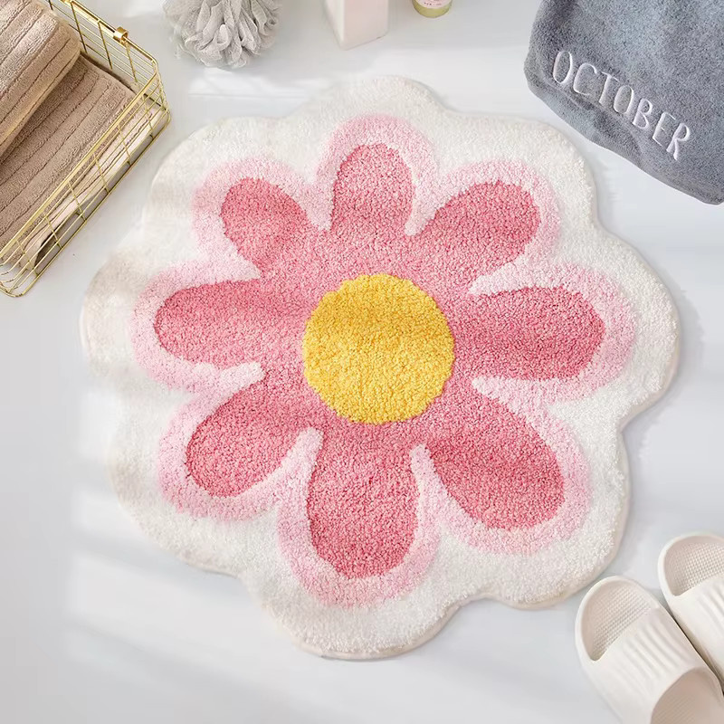VIKAMA Teppich mit Blumenmuster in Cashmere-Optik, rutschfeste und saugfähige Matte für Wohnzimmer, Schlafzimmer oder Badezimmer, B/T: 60 x 60 cm - Bild 2