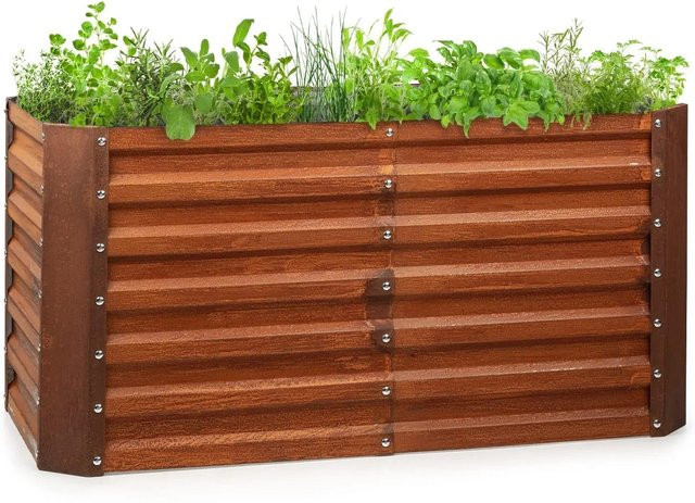 Blumfeldt Rust Grow Hochbeet aus verzinktem Stahlblech in Rost-Finish, Farbe Rostrot, B/T/H: 120 x 60 x 60 cm - Bild 1