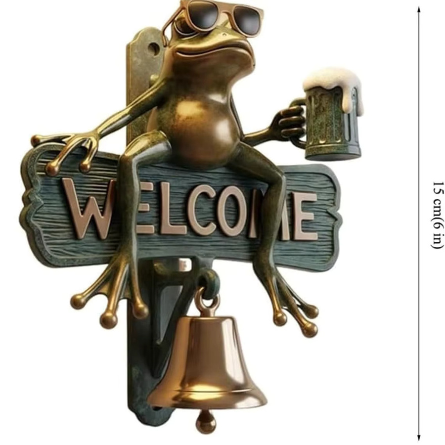 Chill Frog Windspiel Willkommen Türklingel mit Frosch als hängende Dekoration aus Harz in Mehrfarbig - Bild 5