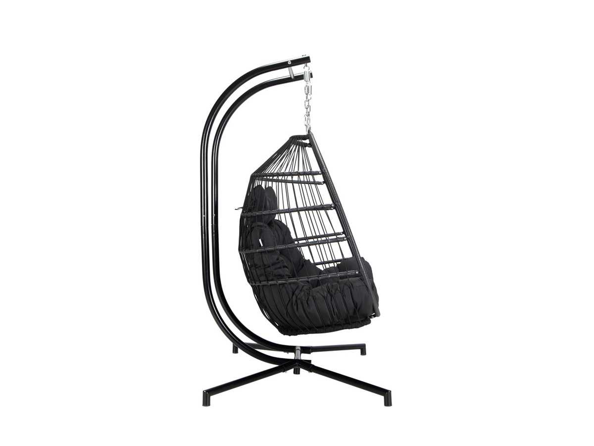 HOME DELUXE Hängesessel LOMA 2-Sitzer in Schwarz mit Kunststoffgeflecht und Seilbespannung - Bild 3