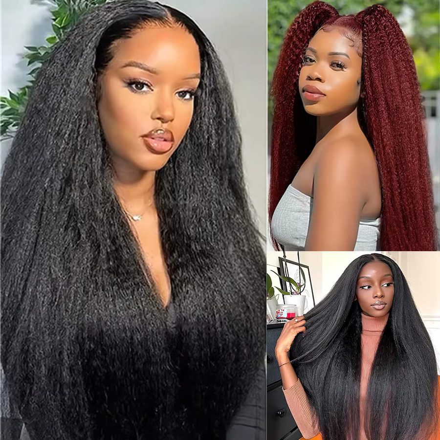 Latasha Perücke, Afro-Yaki gerade Spitze-Front, 28 Zoll, Ombre-Braun - Bild 3
