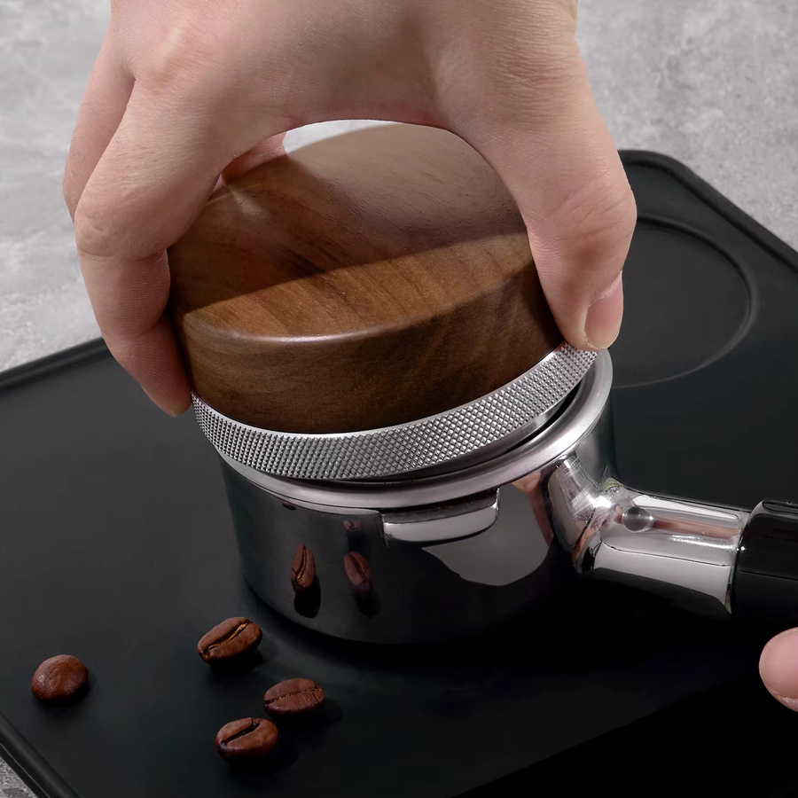 Walnu Espresso Kaffeeverteiler Nivellierer mit 3-Blatt aus Holz in Braun - Bild 3