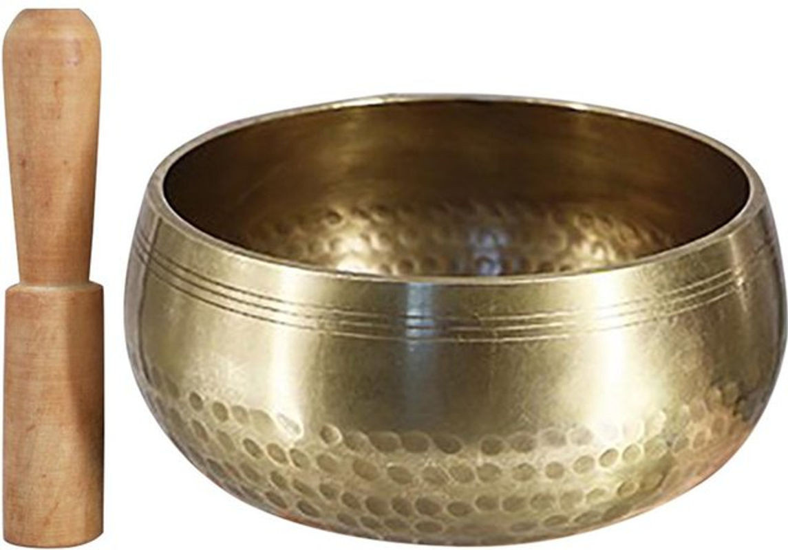 Tibetisch-buddhistische Klangschale aus Messing von TOMTOP JMS in Gold für Meditation und Yoga inklusive Schlagstab, Durchmesser: 15,5 cm - Bild 1