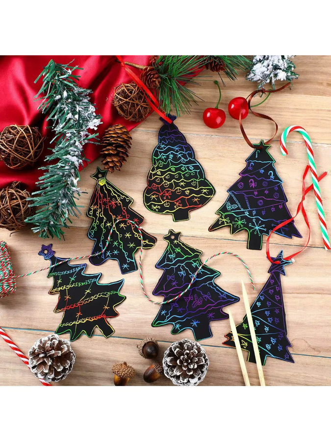48 Stück DIY Kratzpapier Lesezeichen für Halloween und Weihnachten in Mehrfarbig - Bild 3
