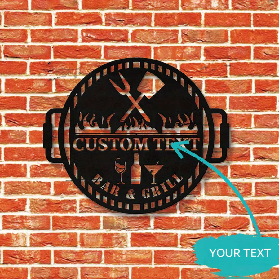 Personalisierte Wandkunst Hello Young aus Metall als rundes Bar- und Grillschild in Schwarz - Bild 4