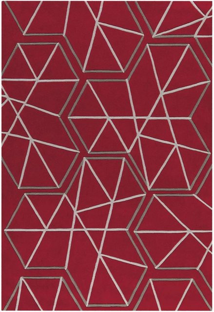 MeGusta Kurzflor Teppich Dolores Modern Abstract Rot Grau B: 140 cm, T: 200 cm - Bild 1