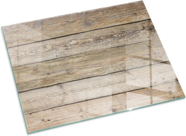 Tulup Glasplatte für Kaminöfen mit Holzbretter-Textur in Beige, B/T: 80 x 60 cm - Bild 1