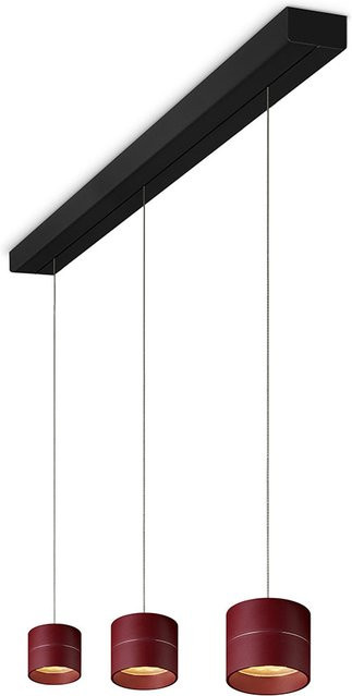 Oligo Tudor S LED-Pendelleuchte 3-flammig Rot matt mit schwarzem Baldachin und Tunable White (2200K - 5000K) - Bild 1