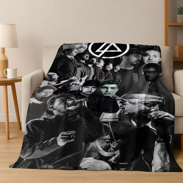 Faviora Flanelldecke Linkin Park Design in Schwarz, weiche Überwurfdecke für Bett und Sofa, B/B: 200 x 150 cm - Bild 1
