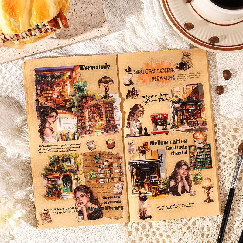 Minimalistisches Retro-Stickerbuch mit 8 Blättern in Multicolour für dein Tagebuch-DIY und Scrapbook-Deko - Bild 2