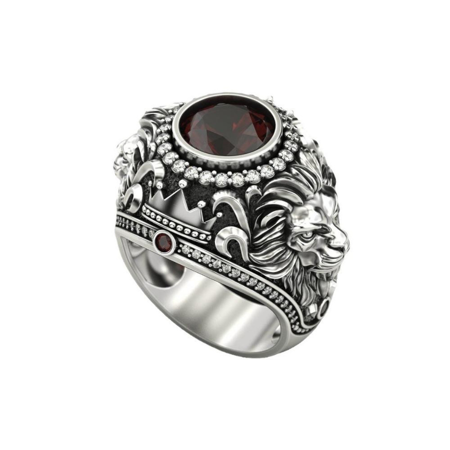 Herrenring Vintage, Kupfer Bicolor, Zirkonia, Rubin - Bild 2
