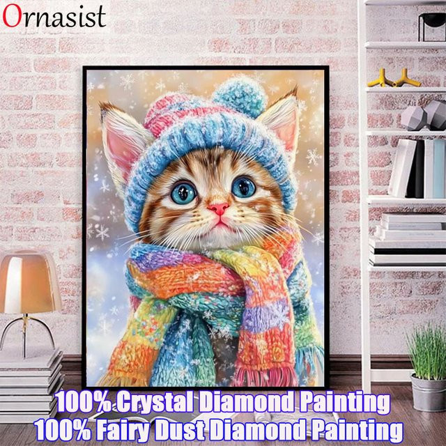 Ornasist DIY Kristall Diamant Malerei Katze Motiv in Mehrfarbig, Wandbild mit Mosaik-Effekt, B/H: 40 x 50 cm - Bild 1