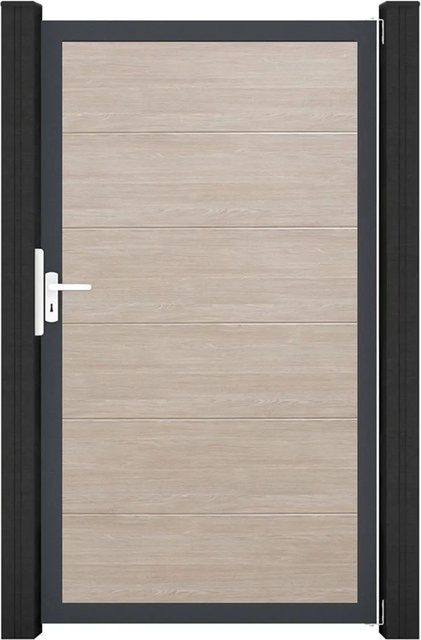 GroJa Steckzaun Tor BasicLine Universal-DIN einflügelig in Sheffield Oak Braun - Bild 1