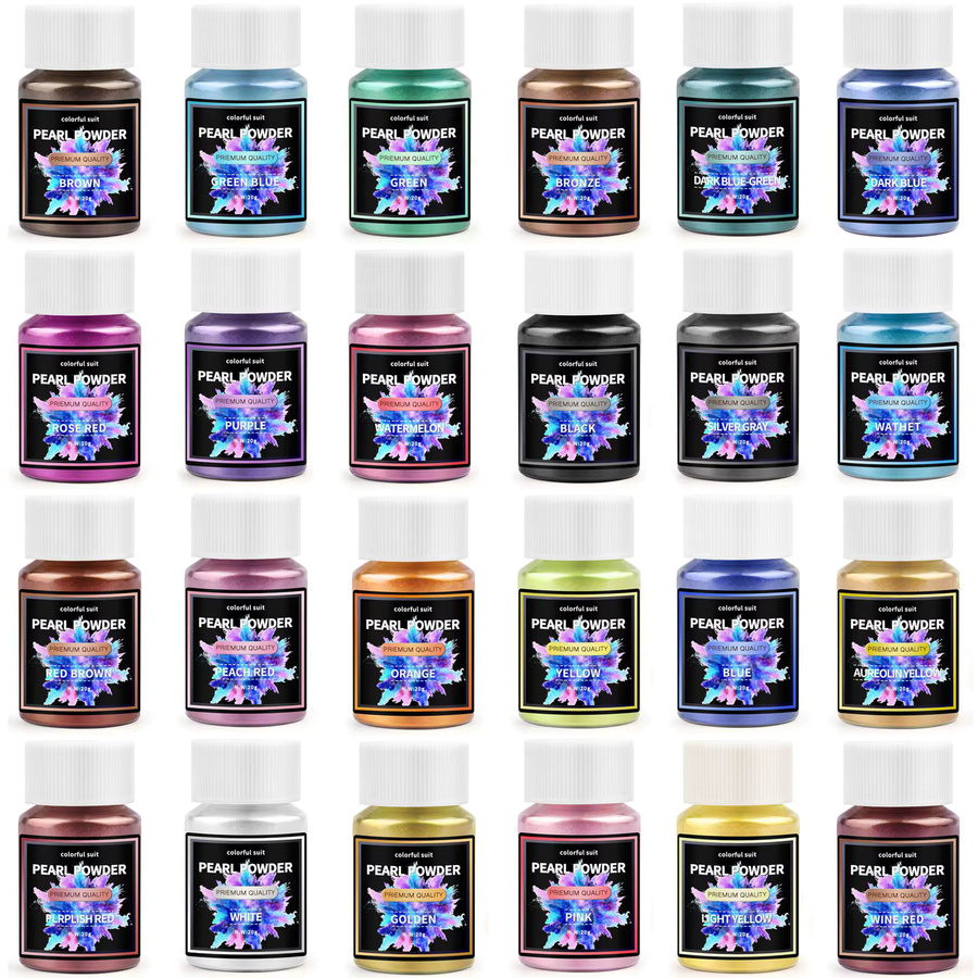 24 Farben Perlglanz-Pulverpigmente in Multicolour für Seife, Kerzen, Epoxidharz und DIY-Bastelbedarf - Bild 3