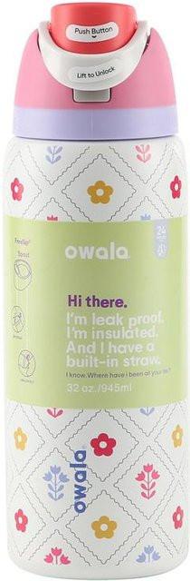 HauteHive Isolierter Edelstahl-Reisebecher mit Deckel und Strohhalm Floral Pattern, Multicolour, 710 ml - Bild 1