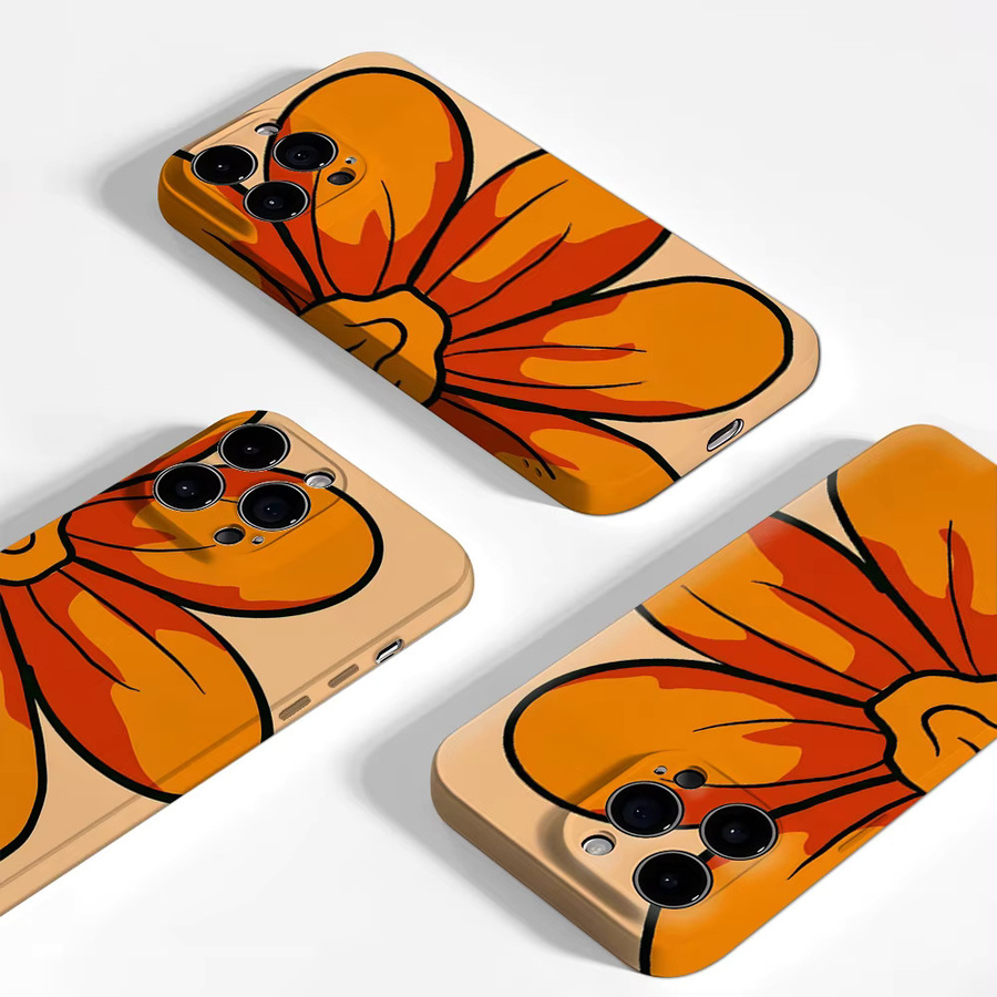 Handyhülle Bold Orange Flower für iPhone 17 16 15 14 13 12 11 Pro Max Plus mit doppelschichtiger Rückseite in Orange - Bild 3