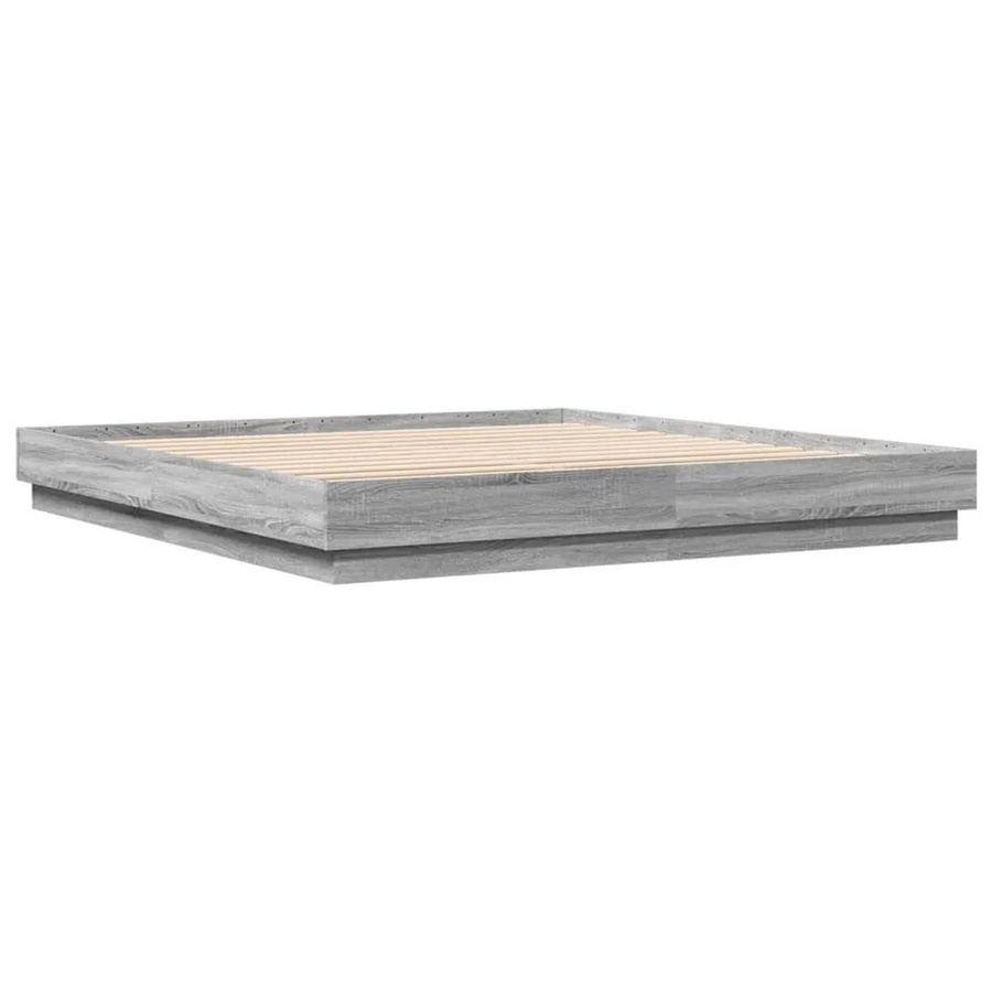 vidaXL Bettgestell aus Holzwerkstoff in Grau Sonoma, B/T/H: 200 x 203 x 23 cm - Bild 2