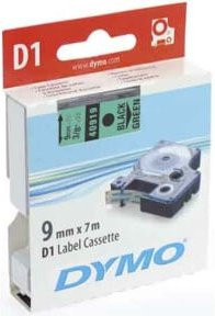 DYMO D1 Schriftbandkassette für Thermodrucker, Breite: 9 mm, Länge: 7 m, Farbe: Grün mit schwarzer Schrift - Bild 2