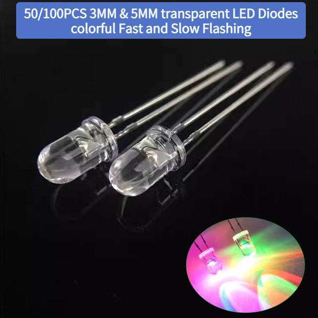 Bunte transparente LED-Dioden Set mit 3 mm und 5 mm Durchmesser in F3 und F5 DIP Ausführung für blinkende Lichteffekte - Bild 1
