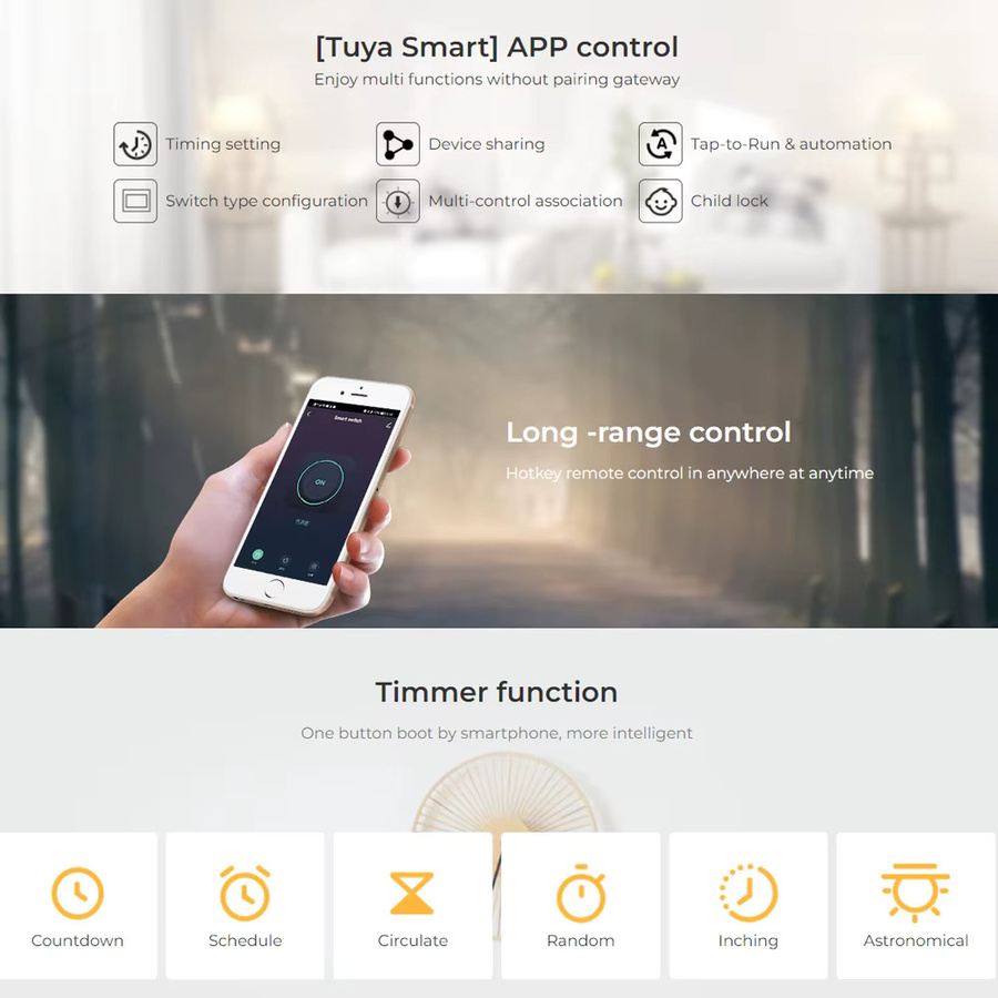 MiBoxer WL-SW1 LED Controller Smart Switch mit Wifi und 2,4G RF Dimmer für Tuya App und Sprachsteuerung, Farbe Weiß - Bild 4