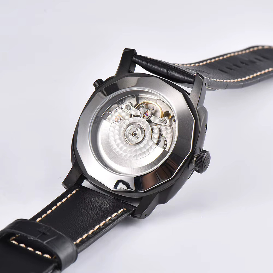 Dwayne Campbell Armbanduhr, Leder, Saphirglas, 43 mm, Herren, Schwarz - Bild 3